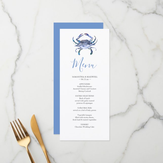 Customised Beach Wedding Menu Card (Front/Back In Situ)