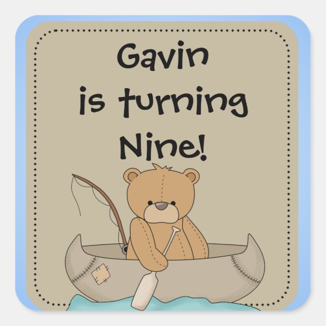 Customised Bear in Canoe Stickers (Front)