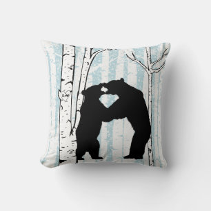 Customised Bears in Love Birch Forest Throw Pillow