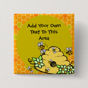 Customised Beehive and Bees Button