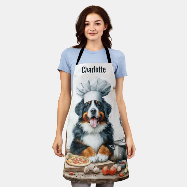 Customised Bernese Mountain Dog Cooking Chef Apron (Worn)
