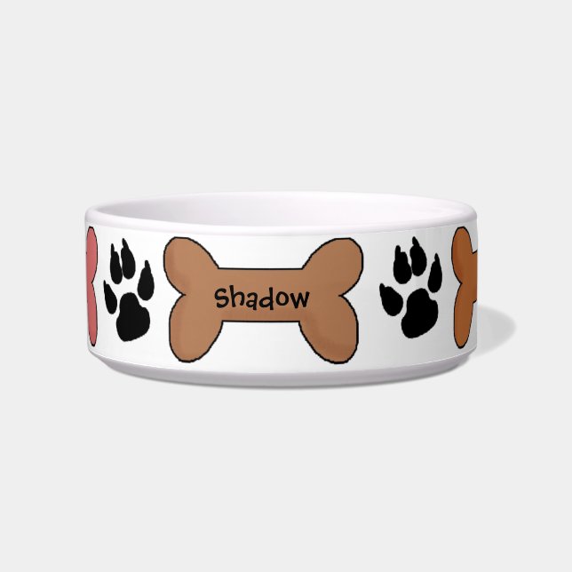 Customised Biscuits and Bones Dog Bowl (Front)