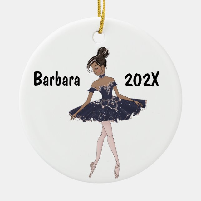 Customised Black Ballerina Tree Ceramic Tree Decoration (Front)