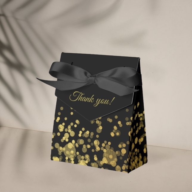 Customised black favour box golden glitter (Creator Uploaded)