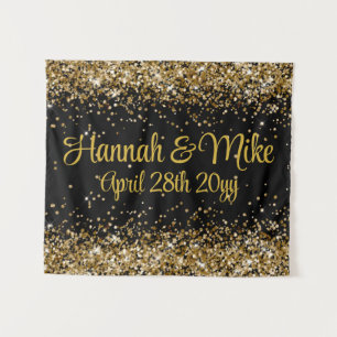Customised Black & Gold Wedding Photo Booth Prop Tapestry