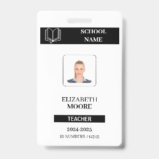 Customised black ID badge for teachers