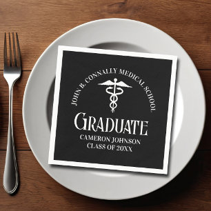 Customised Black Medical School Graduation Party Napkin
