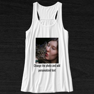 Customised Black White Cat Mum Family Pet Photo Singlet
