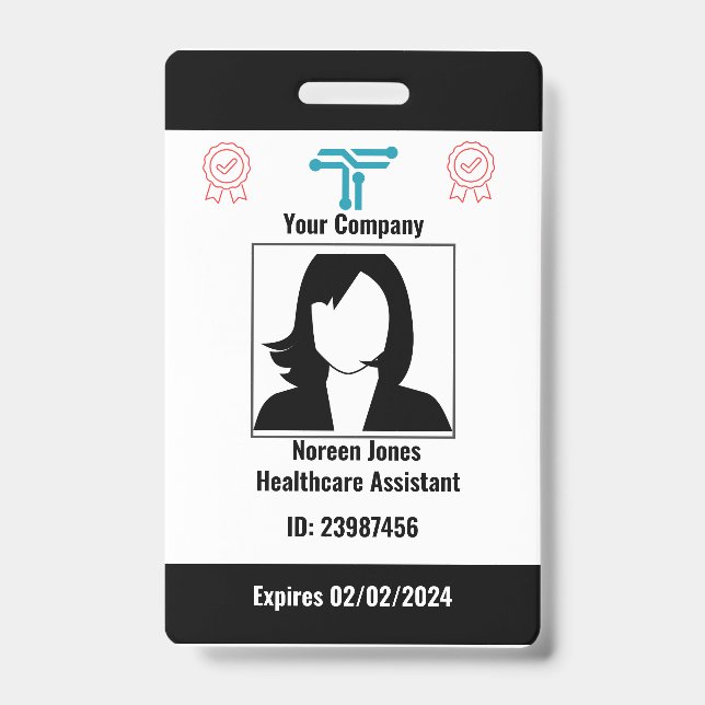 Customised Black & White Employee ID Badge (Front)
