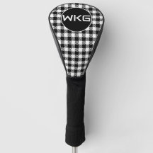 Customised Black-White Plaid Golf Club Head Cover