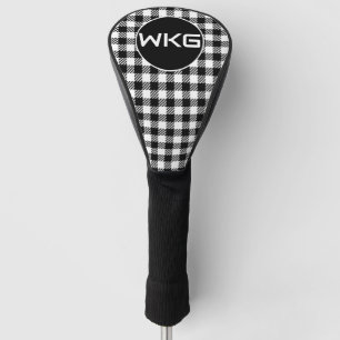 Customised Black-White Plaid Golf Club Head Cover
