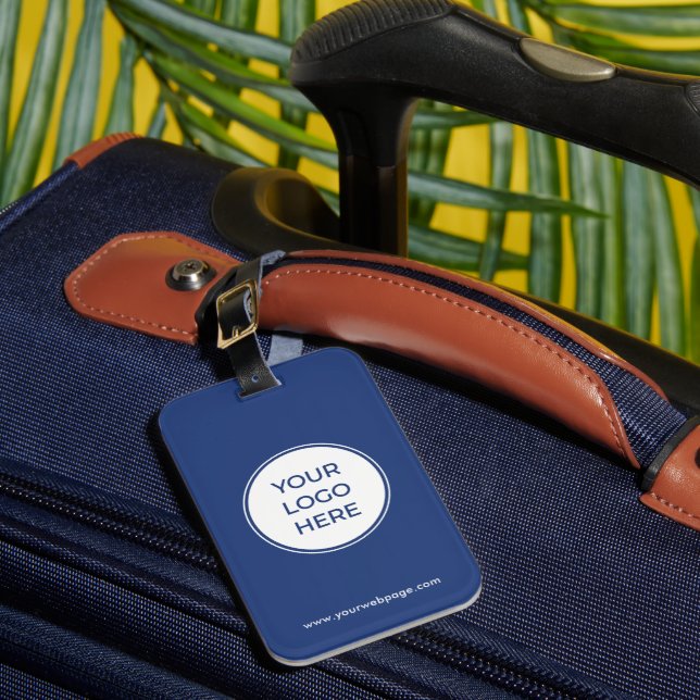 Customised Blue Business Logo Luggage Tag (Front Insitu 1)