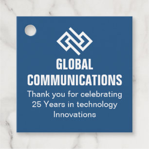 Customised Blue Company Anniversary Party Favour Tags