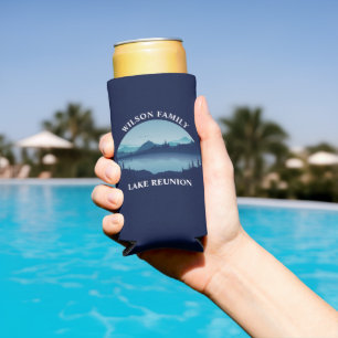 Customised Blue Lake House Summer Vacation Seltzer Can Cooler