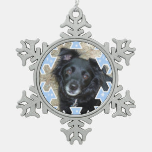 Customised Blue Snowflake Frame Keepsake Photo Pewter Christmas Ornament