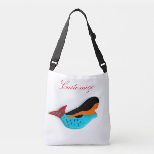 customised blue-tail mermaid crossbody bag