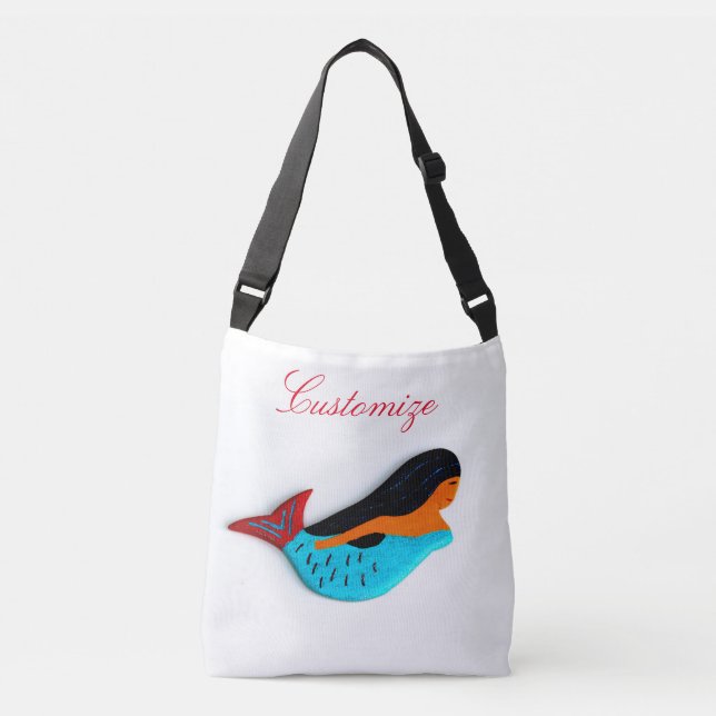 customised blue-tail mermaid crossbody bag (Front)
