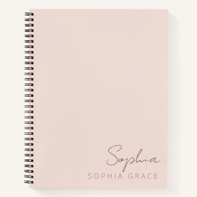 Customised Blush Pink Modern Monogram Name Notebook (Front)