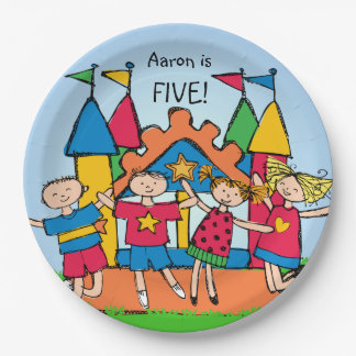 Customised Bounce House Kids Birthday Paper Plate