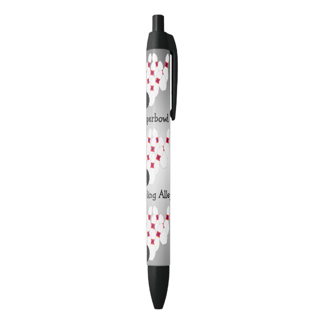 Customised Bowling Design Black Ink Pen (Bottom (Vertical))