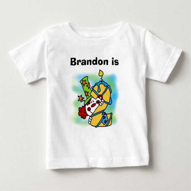 Customised Boy Clown 2nd Birthday T-shirt (Front)