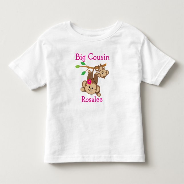 Customised Boy, Girl Monkeys Big Cousin Toddler T-Shirt (Front)