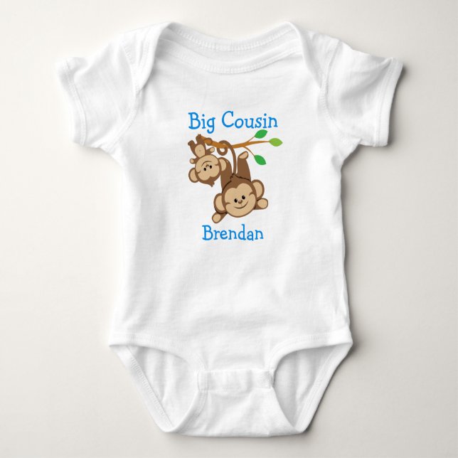 Customised Boy Monkeys Big Cousin Baby Bodysuit (Front)