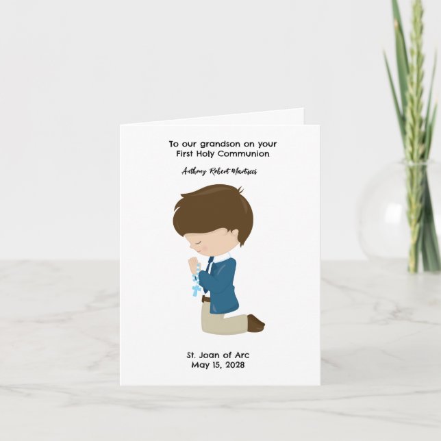Customised Boys First Holy Communion  Card (Front)