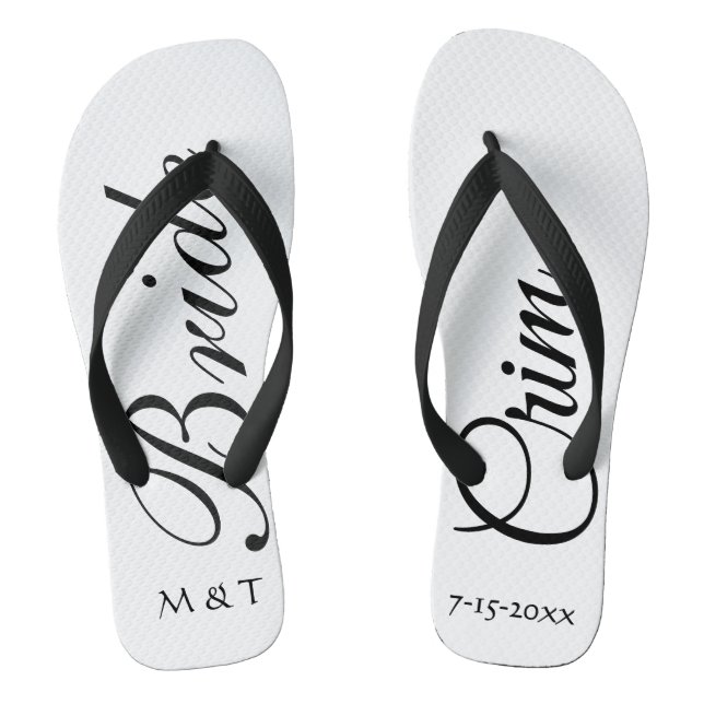 Customised Bride Elegant White Flip Flops (Footbed)