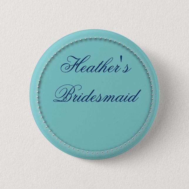 Customised bridesmaid buttons in light blue (Front)