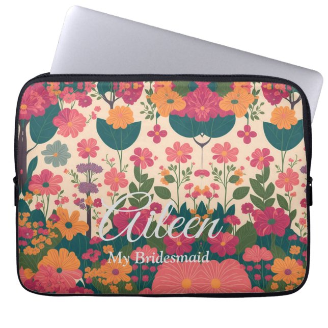 Customised Bridesmaid Gift Idea Laptop Sleeve (Front)
