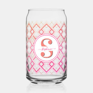 Customised Bridesmaid Name Gift for Her Pink Can Glass