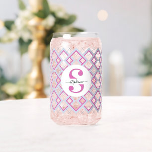 Customised Bridesmaid Name Gift for Her Pink Can Glass