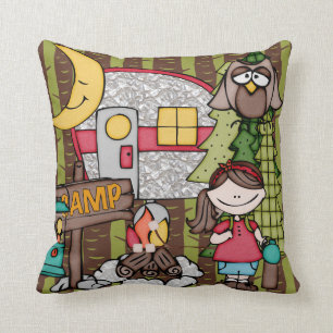 Customised Brown Haired Girl Camping Pillow