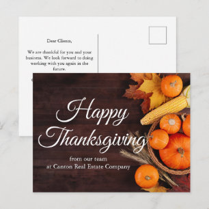 Customised Business Happy Thanksgiving Pumpkins Holiday Postcard