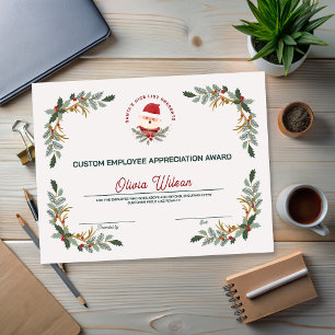 Customised Business Holiday Employee Award