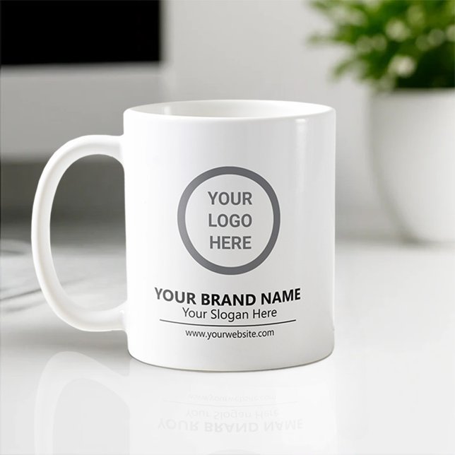 Customised Business Logo Minimalist White Ceramic Coffee Mug (Creator Uploaded)