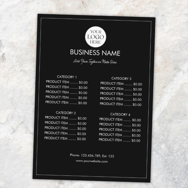 Customised Business Logo Modern Menu Price List  (Creator Uploaded)