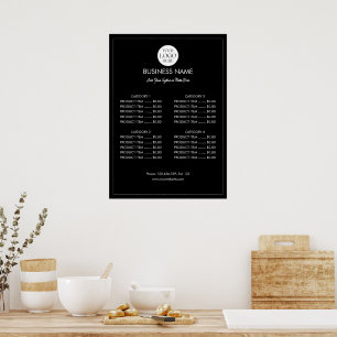 Customised Business Logo Modern Menu Price List  Poster