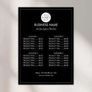 Customised Business Logo Modern Menu Price List Poster