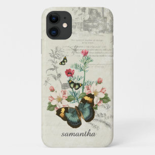 Customised Butterflies Wildflowers Ephemera Case-Mate iPhone Case