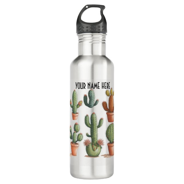 Customised Cactus Stainless Steel Water Bottle (Front)