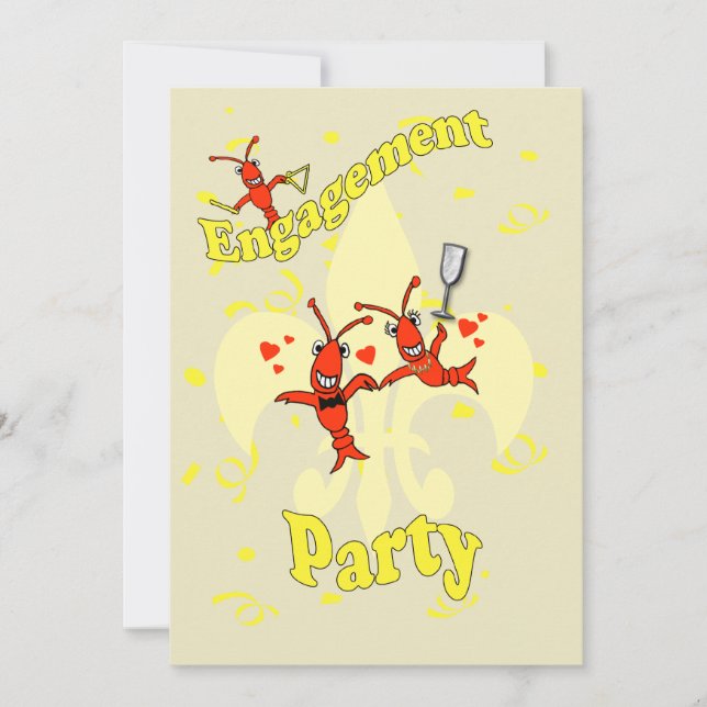 Customised Cajun Crawfish Engagement Party Invitation (Front)