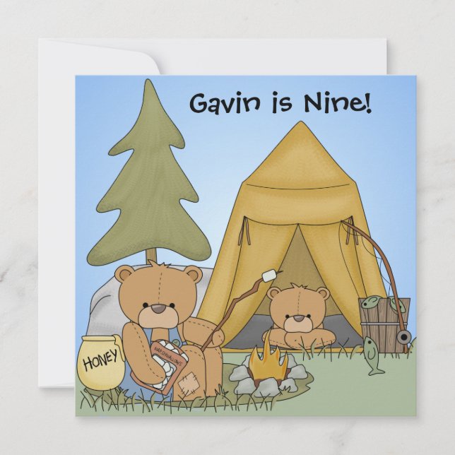 Customised Camping Birthday Invites (Front)