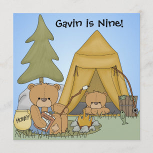 Customised Camping Birthday Invites