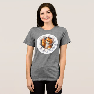 Customised Cat Designed Women T-Shirt Tri-Blend Shirt