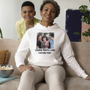 Customised Cat Lover Black White Family Pet Photo Hoodie