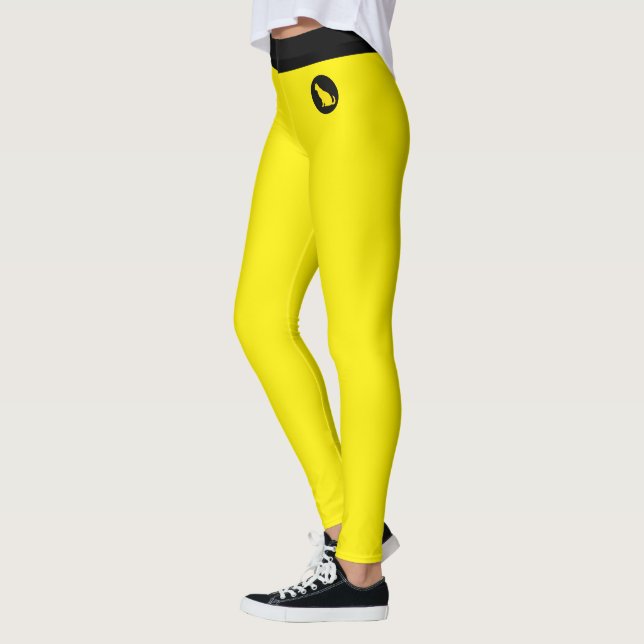 Customised Cat Lover Pet Mum Yellow Black Pattern Leggings (Left)