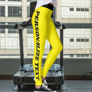 Customised Cat Lover Pet Mum Yellow Black Pattern Leggings