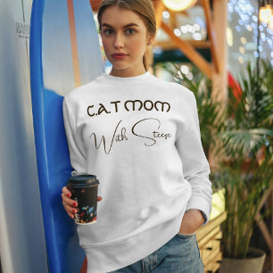 Customised Cat Mum Brown Script Funny Pet Lover Sweatshirt